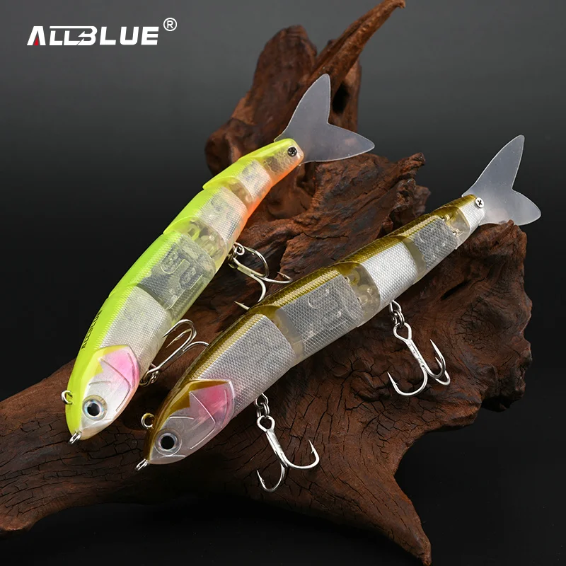 ALLBLUE ALIVE BAIT 140mm 16,5g señuelo de pesca flotante articulación Minnow Swimbait palo cola de silicona Topwater Bass Pike aparejos - imagen 5