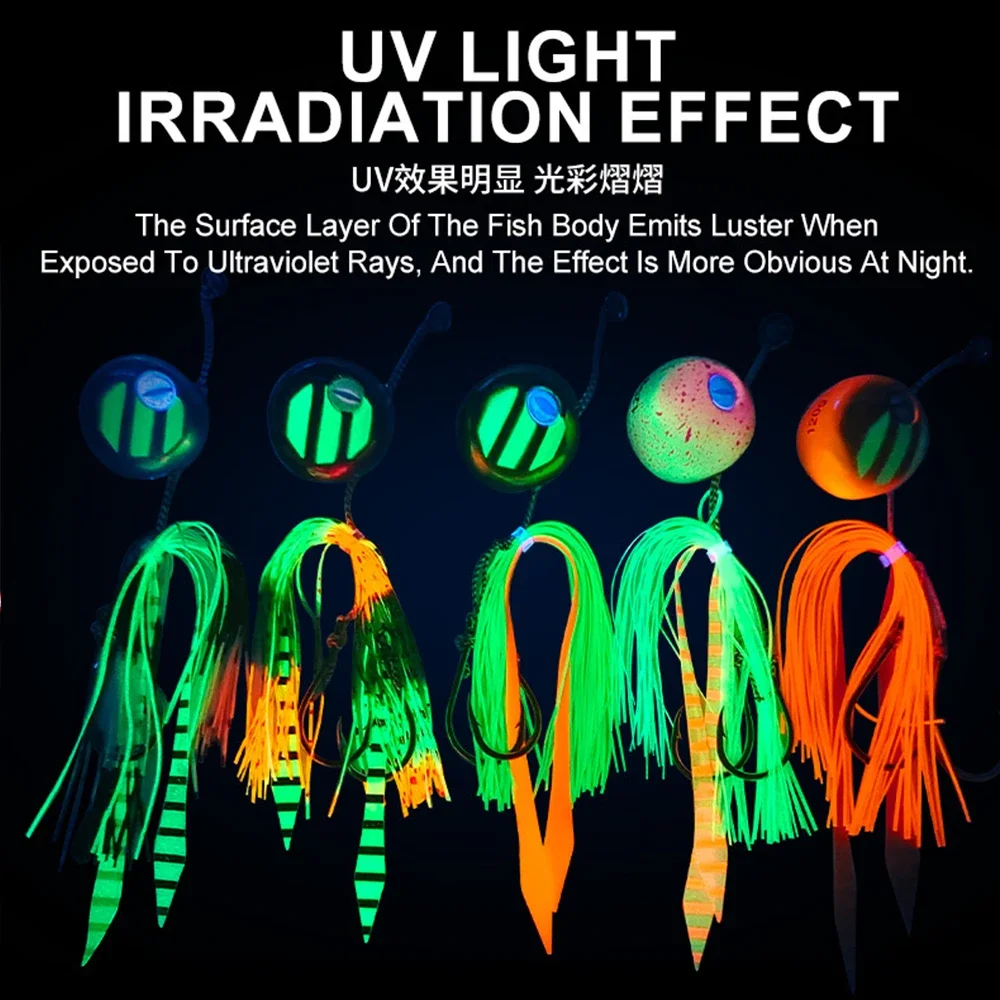 Señuelos de pesca de mar con plantilla de goma Tai, cebos UV deslizantes, 60g, 80g, 100g, 120g, 150g, 200g, pargo, mar, invierno, Jigging, señuelo de pesca - imagen 4