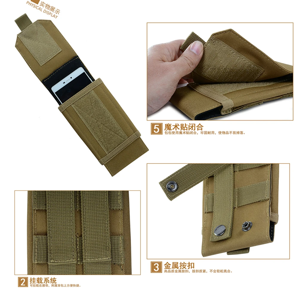 Bolsas de camuflaje de nailon impermeables Oxford 900D para deporte y caza, mochila, bolsa de camuflaje para exteriores, soporte para teléfono militar, funda para cinturón deportivo - imagen 5