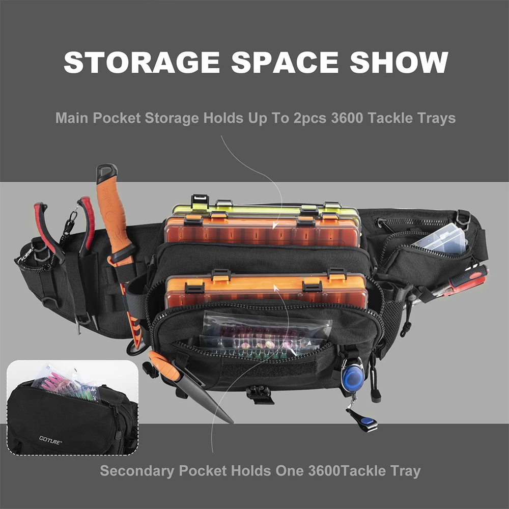 Goture-Bolsa de pesca multifunción, resistente al desgaste, resistente a los arañazos, de tela Oxford, para pesca, senderismo y ciclismo - imagen 5