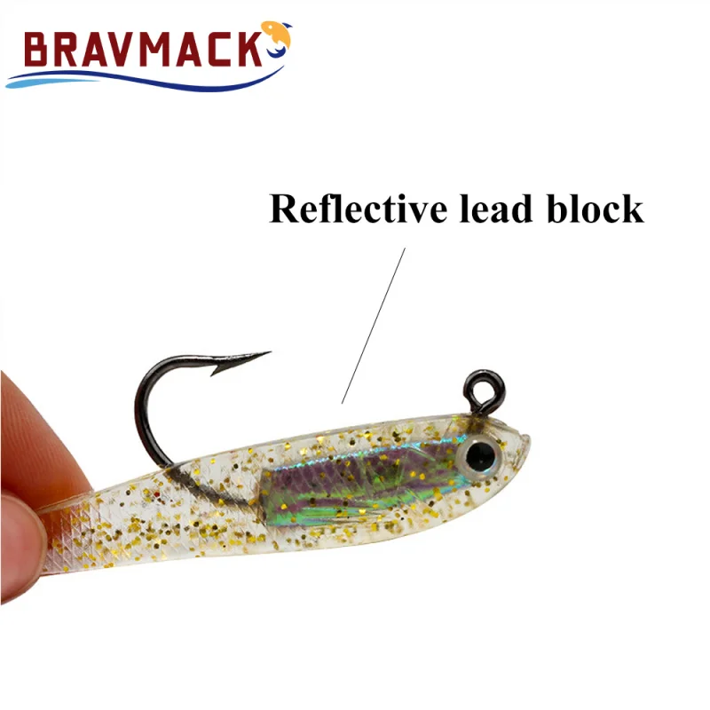 Señuelos de pesca de silicona, cebo Artificial suave con anzuelos para pesca en agua salada y dulce, 5 uds. - imagen 4