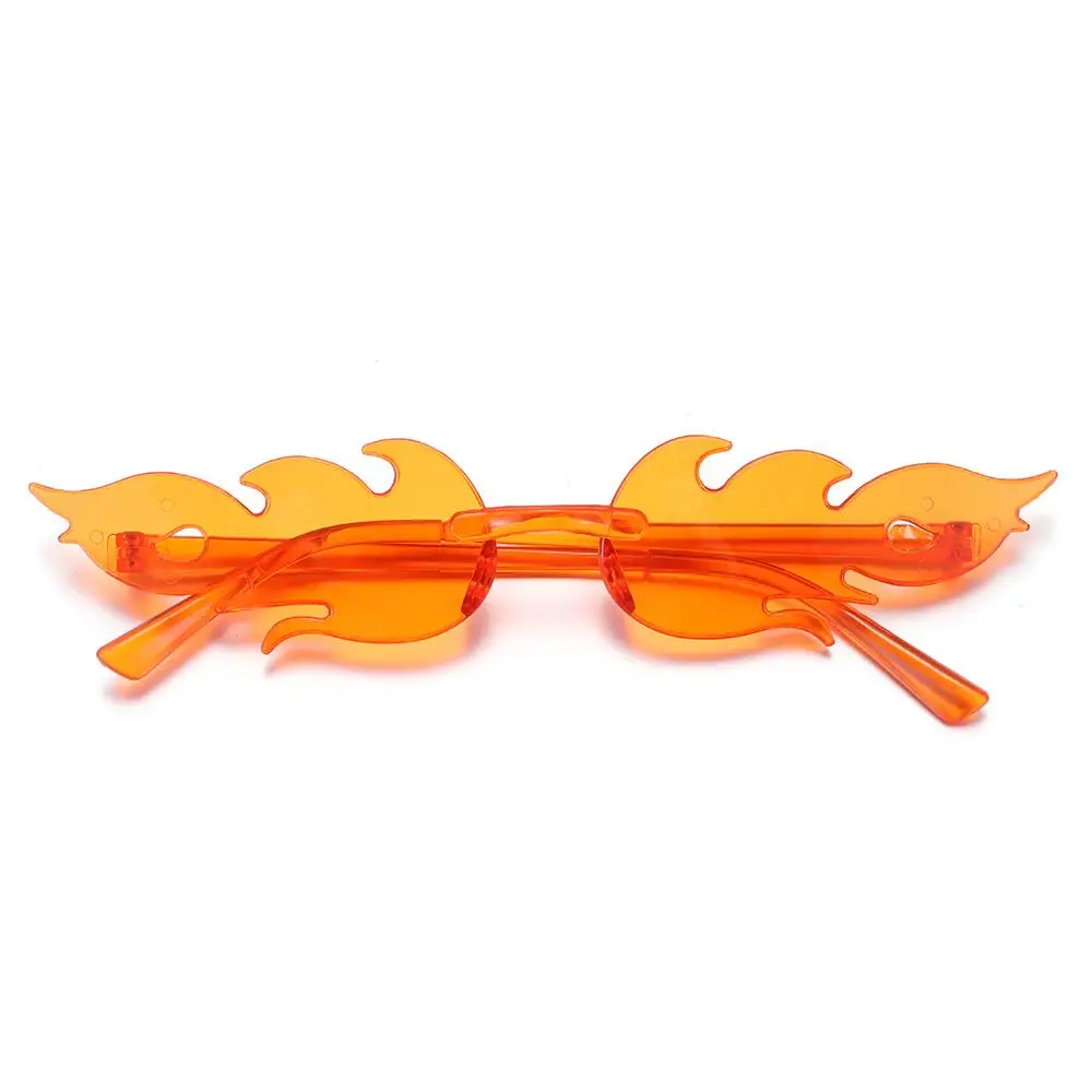 Gafas de sol sin montura para mujer, lentes de sol con forma de llama, a la moda, Cosplay - imagen 5