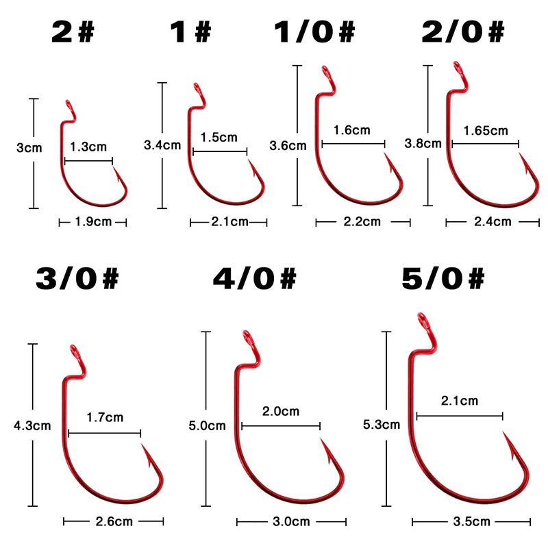 20 unids/set anzuelo de pesca de acero al carbono anzuelo compensado de manivela ancha para señuelo de gusano suave 5/0 #   -1 #   Anzuelos de pesca de carpa con púas para lubina - imagen 3