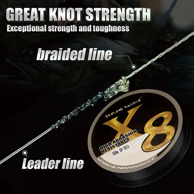 Línea de pesca trenzada de 8 hebras, Sedal superfuerte de 500M, multifilamento PE de 30lb, tejido Multicolor para pesca de carpa en agua salada y Mar - imagen 5