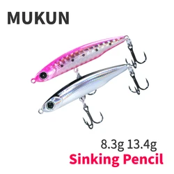 MUKUN-señuelo de pesca de lápiz que se hunde, 8,3g, 13,4g, pececillo, Arroyo de agua dulce, Wobbler, cebo de trucha de plástico duro Artificial