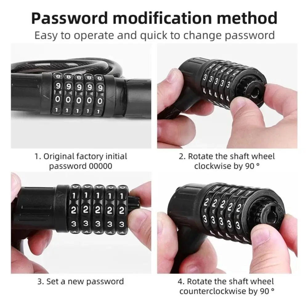Candado de bicicleta con contraseña de seguridad de 5 dígitos con luz trasera, candado de ciclismo recargable por USB, Sensor de luz inteligente antirrobo - imagen 5