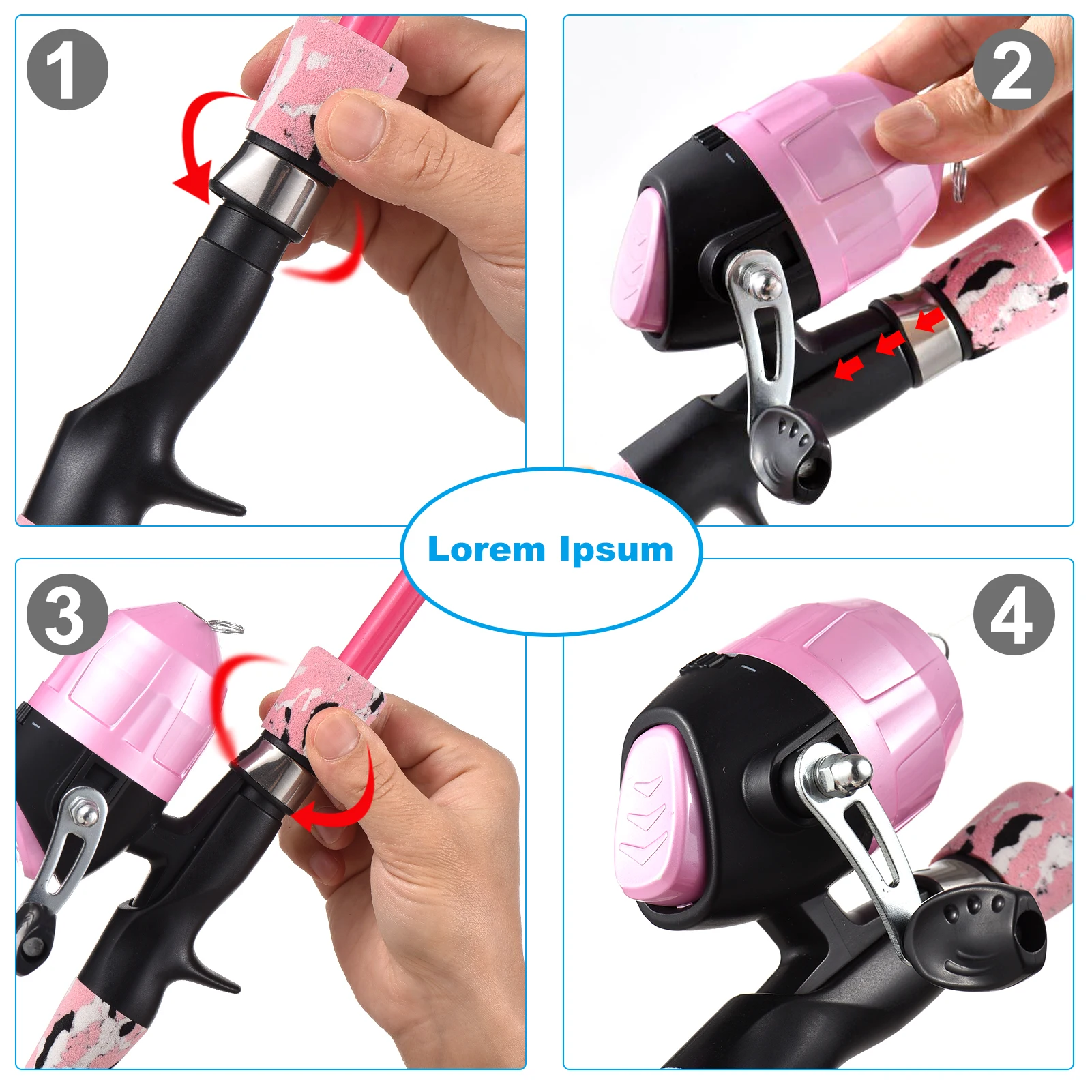 Kit completo de caña de pescar y carrete para niños, Kit completo de caña de fundición telescópica de 1,2 m/1,5 m con carrete de Spincast y bolsa de anzuelos giratorios - imagen 4