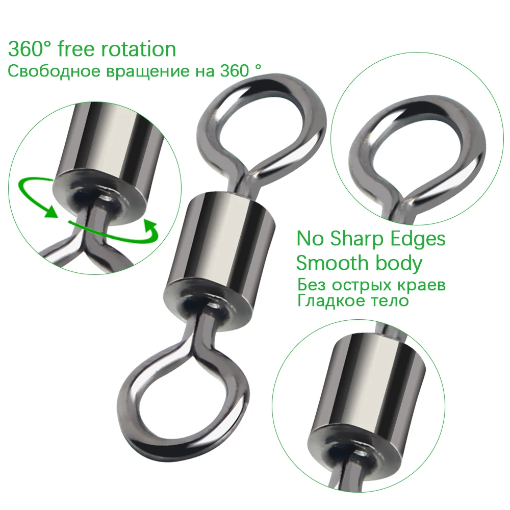 DNDYUJU 100 Uds. Giratorios de pesca giratorios anillos de acero inoxidable sólido anzuelos conector de señuelo para accesorios de pesca - imagen 4