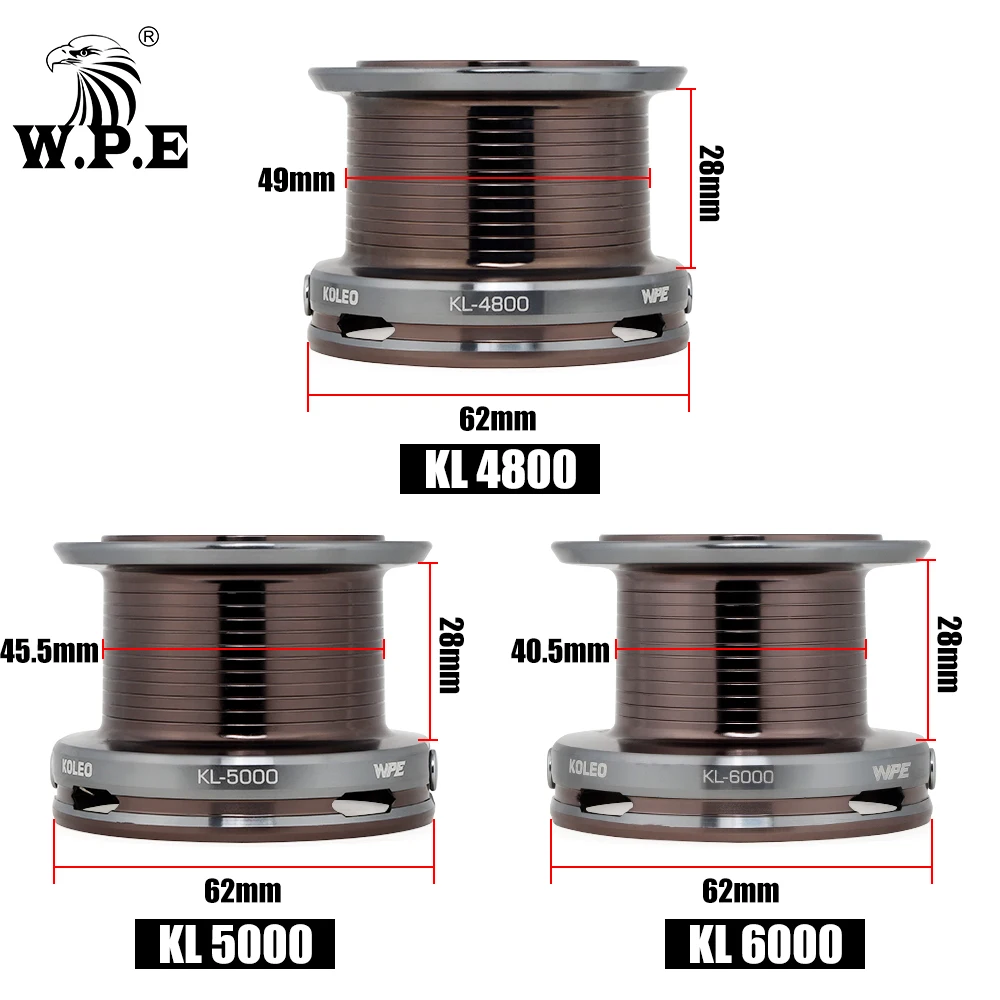 Carrete de pesca W.P.E KL con alimentador de carpa, carrete giratorio 4800/5000/6000, 7 + 1 rodamientos de bolas, relación de engranaje 5,1: 1, aparejos de pesca con cuchara de Metal - imagen 2