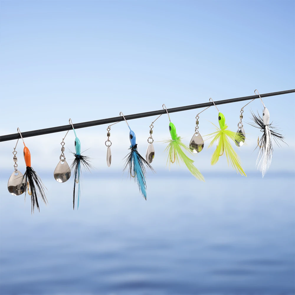 3 uds cebo giratorio señuelo de pesca de lubina Metal Spinnerbait anzuelo con cabeza para Lucio trucha salmón agua dulce aparejos de agua salada - imagen 5
