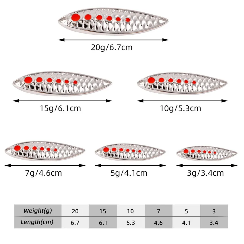 Señuelo de pesca con cuchara de Metal, cebo duro giratorio Wobbler, Crankbait, lentejuelas doradas y plateadas, cebo Artificial, 3g-20g - imagen 2