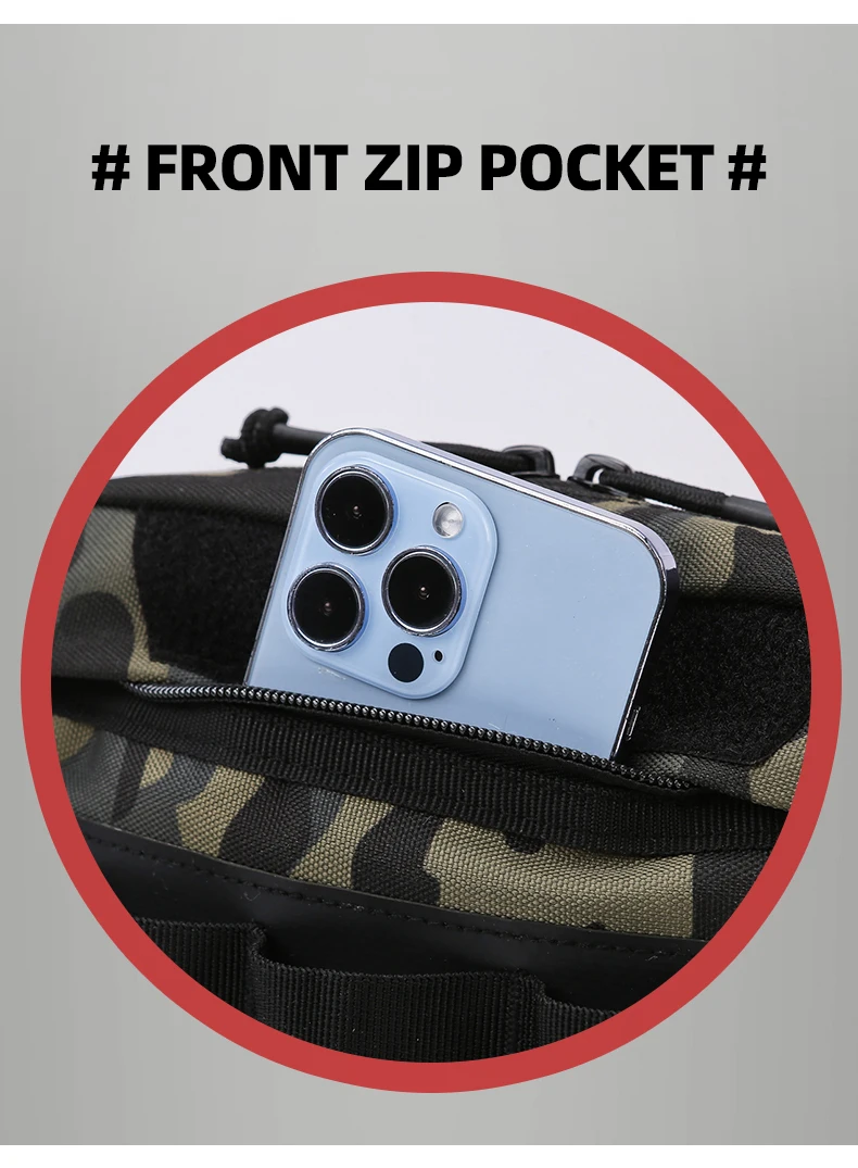 Almacene convenientemente su teléfono inteligente en el bolsillo delantero delantero para facilitar el acceso