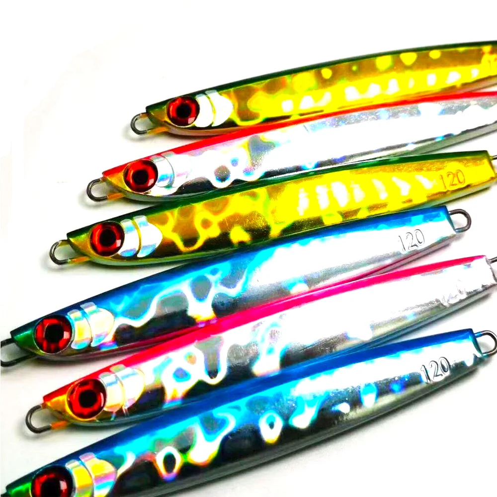Señuelo Vertical de Metal para pesca en agua salada, plantilla de Metal 3D de 60g80g100g120g160g200g, Jigging de orilla fundida de arrastre, cebo para pesca de caballa, Marlin, Wahoo - imagen 4