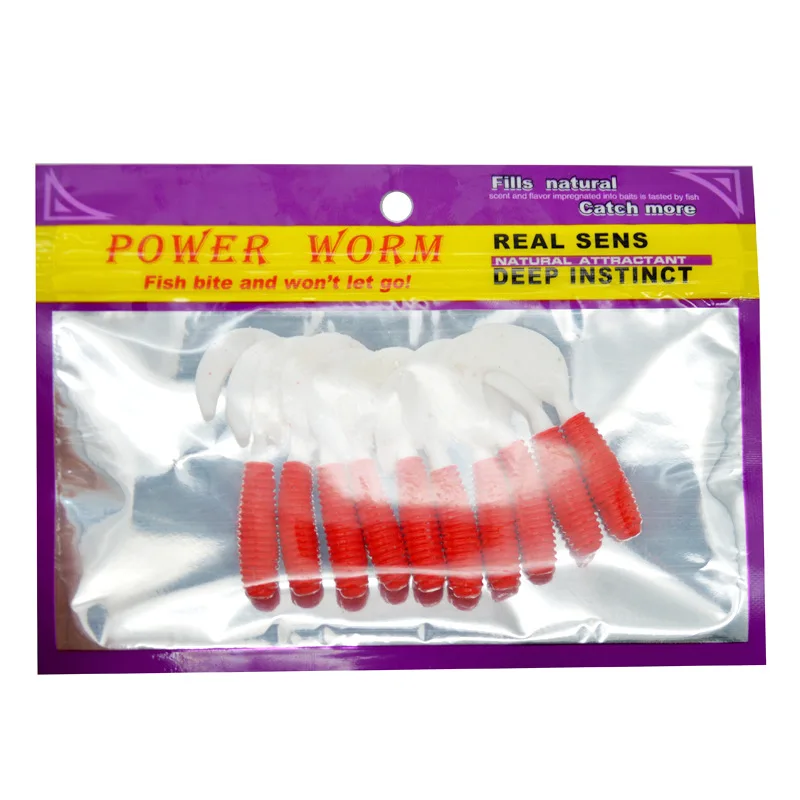 Atrayente Natural gusano rojo blanco colas larva señuelo de pesca cebo suave 7,5 cm/3,7g picadura de pescado Real Sens - imagen 3