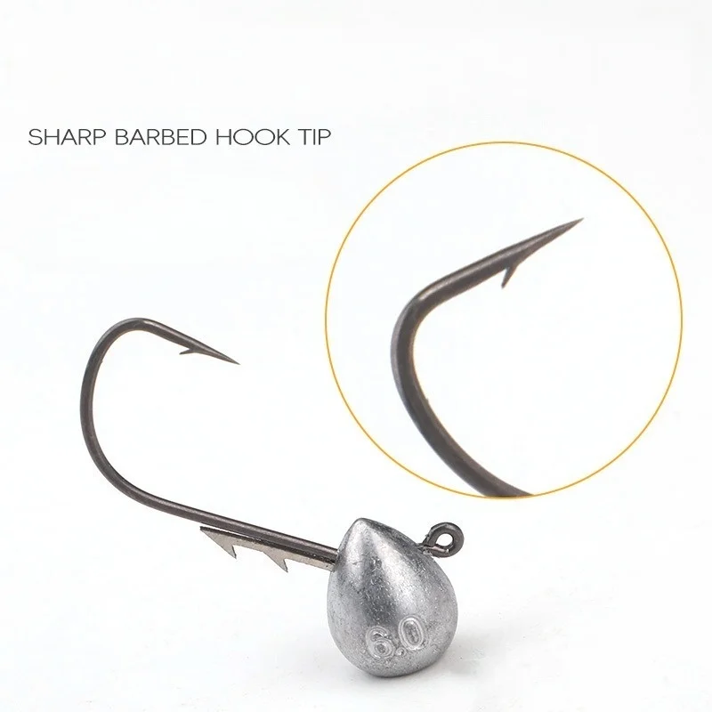 20 piezas 2,5g 3,5g 4,5g 6g anzuelo de cabeza de anzuelo de pesca para cebo de señuelo suave de gusano, anzuelos de pesca de jigging con manivela de cabeza redonda - imagen 4