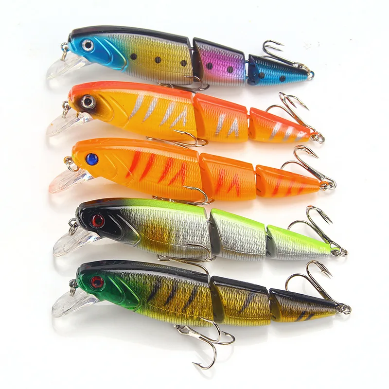 Señuelos de pesca duros de lubina de mar de múltiples secciones ojos 3D 1 Uds Crankbaits Minnow Swimbait cebo duro falso Wobblers artificiales aparejos de carpa - imagen 2