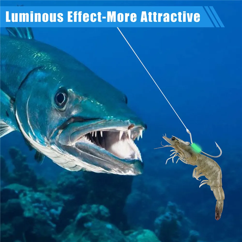 Anzuelos luminosos de acero inoxidable para camarón vivo en agua salada - imagen 3