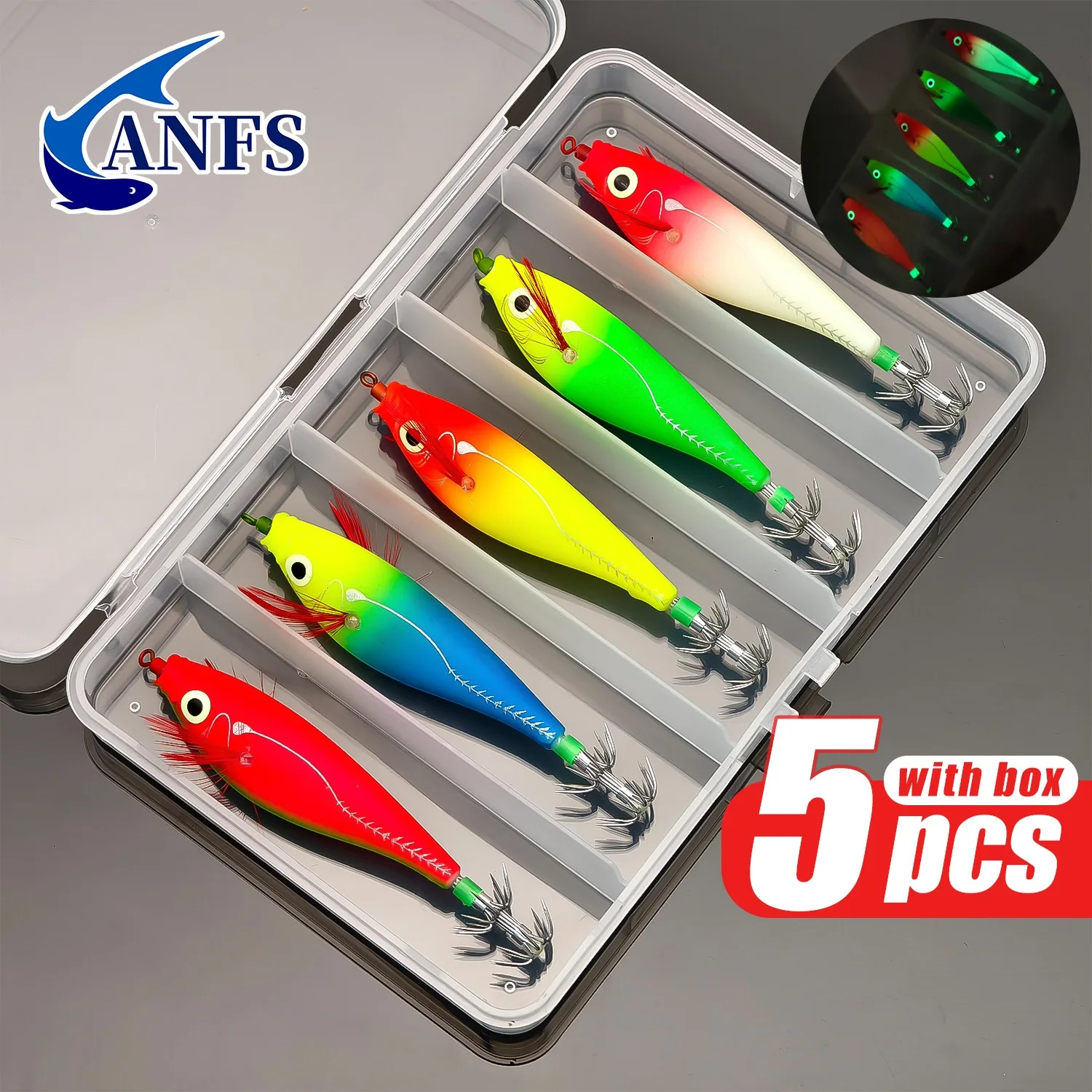 ANFS Señuelos Egi brillantes – Poteras para calamar, sepia y pulpo - imagen 2