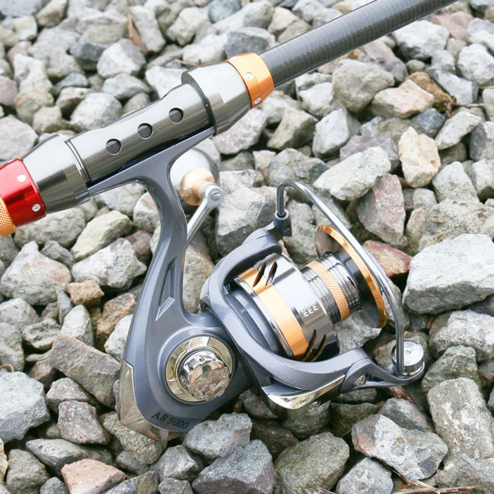 Carrete de pesca serie AR 2000-7000, rueda giratoria con señuelo de Metal 2BB, arrastre máximo de 12kg, lanzamiento de agua de mar de río de agua dulce al aire libre - imagen 5