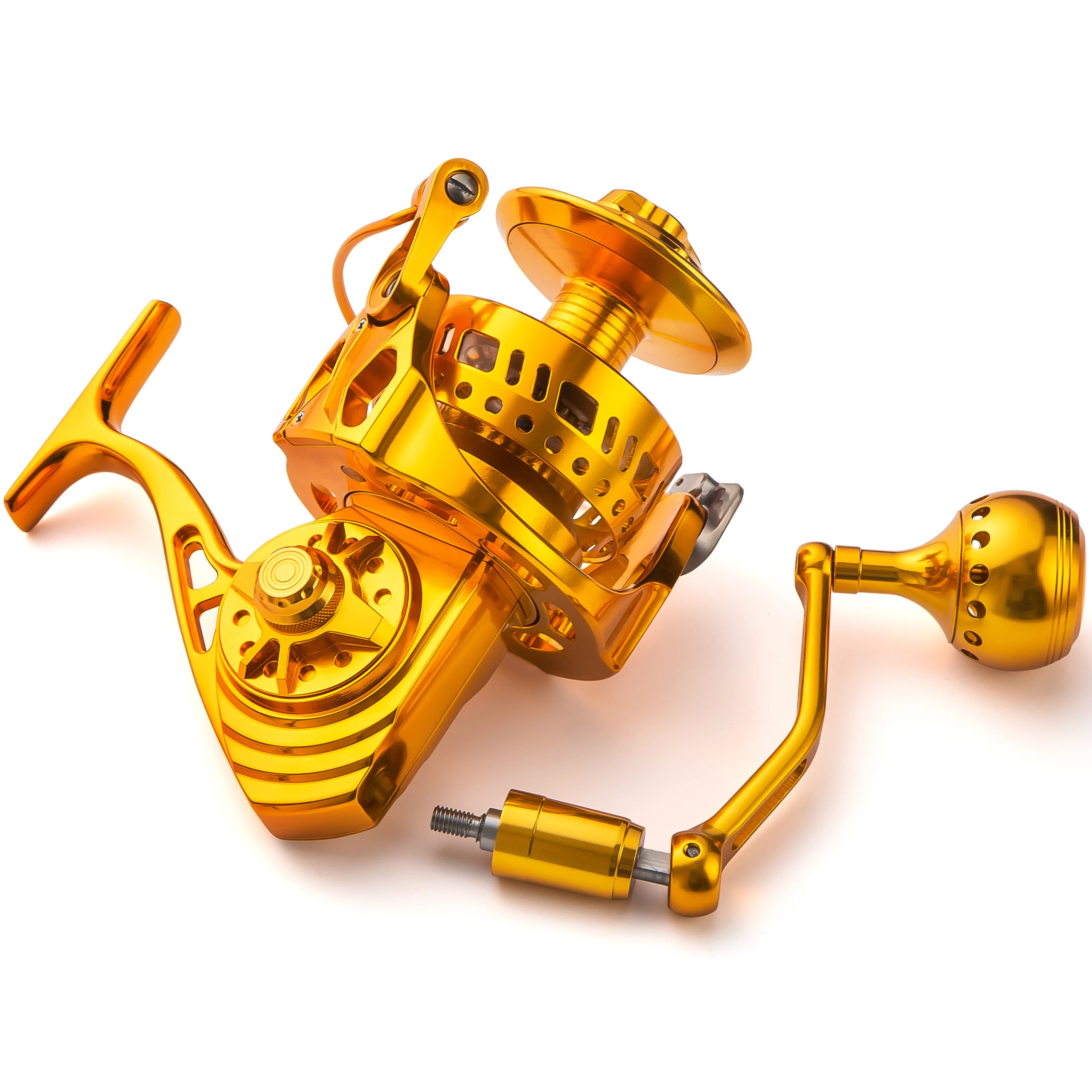 Carrete de pesca giratorio de METAL grande, 35kg o 77lb, potencia de arrastre, 7000, barco de juego grande de agua salada y húmeda, pesca en superficie en offshore - imagen 4