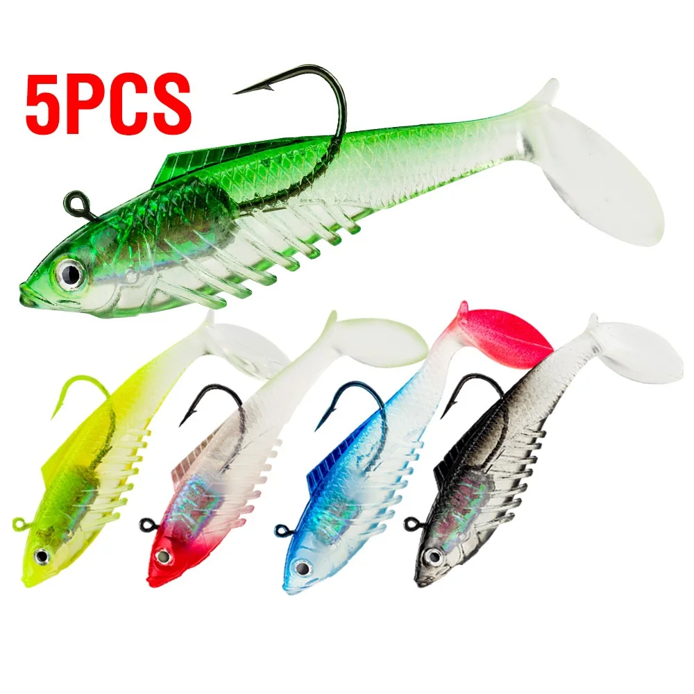 Señuelo de Pesca Jigging de 11g/19g, cebo suave con cola en T envuelto con pez de plomo, Swimbait Artificial falso para aparejos de Pesca de lubina