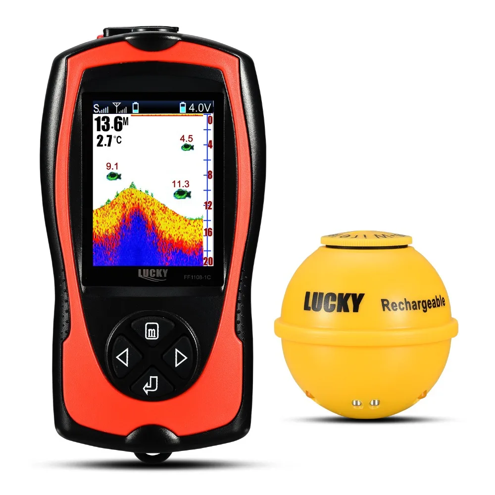 Buscador de peces Lucky Sonar FF1108-1CWLA Sensor inalámbrico recargable 45M de profundidad de agua buscador de peces portátil para pesca - imagen 4