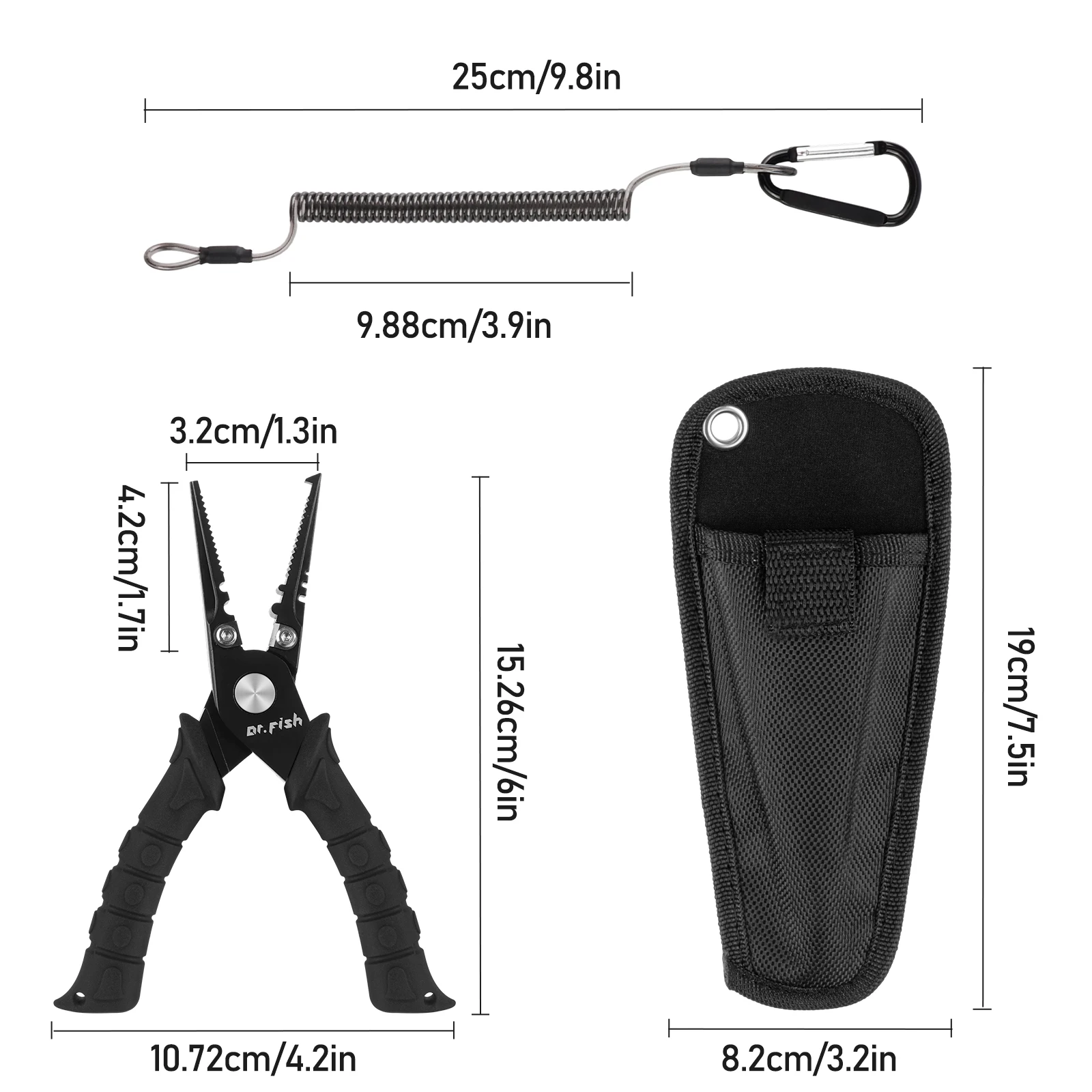 Alicates de pesca inox 420 con cortador línea y mango PVC