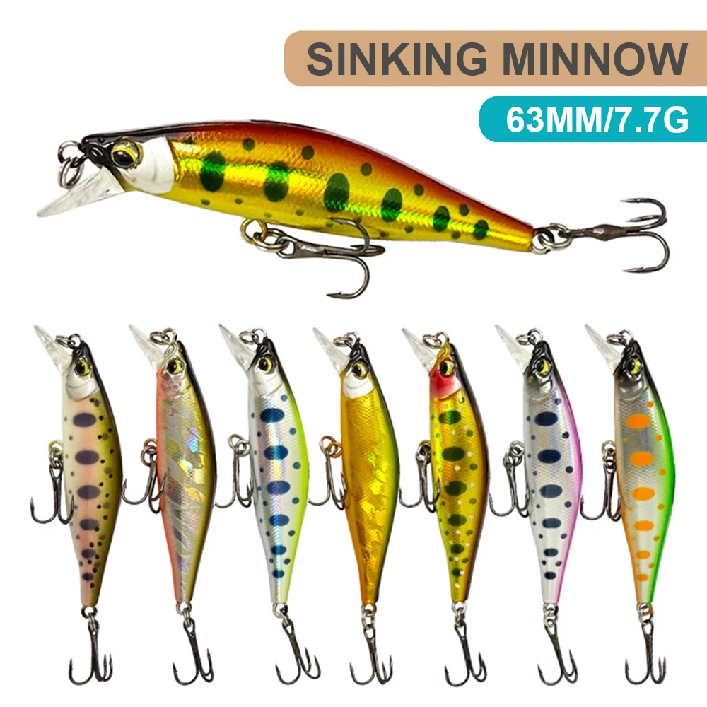 Señuelos de pesca de 6,3 cm y 7,7g, pececillo que se hunde, Wobbler, cebo duro Artificial de fundición larga, Jerkbait, accesorios de pesca, trucha y lubina MN712 - imagen 2