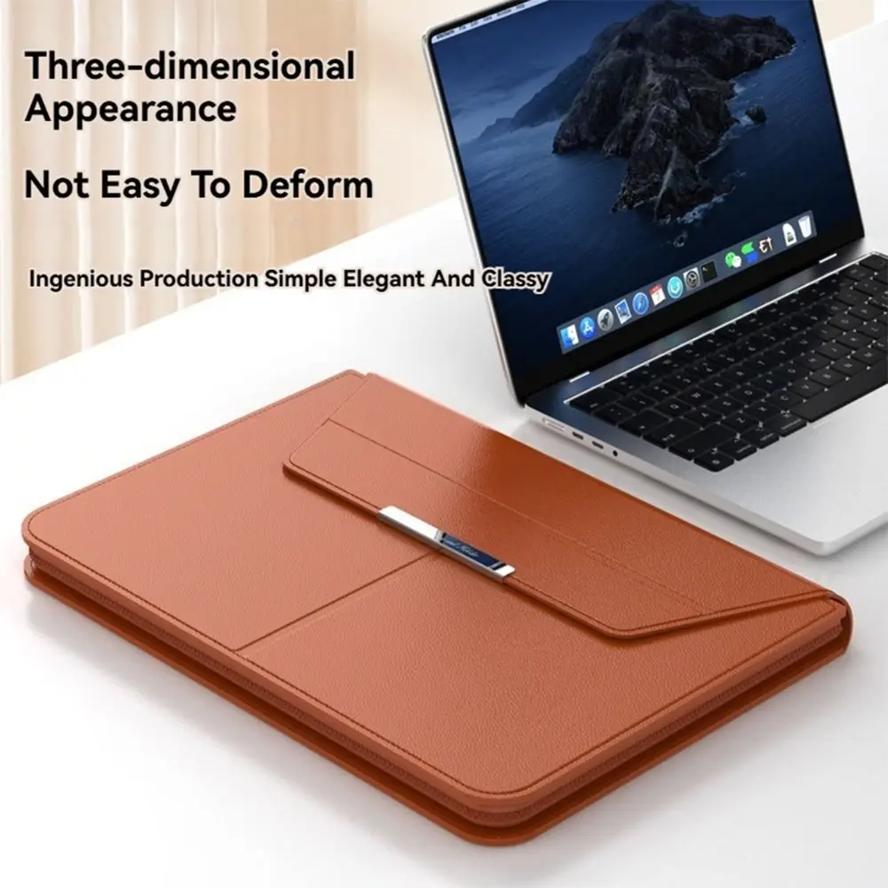 Funda para portátil de 13-14/15-16 pulgadas, bolsa de transporte multifunción con cierre automático y soporte de cuero para Macbook Air