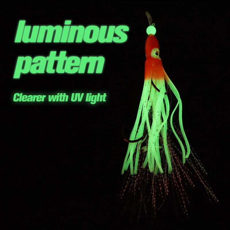 Gancho de cuerda luminoso biónico, pulpo y pulpo rojo, aparejos de pesca de mar, Sabiki, calamar, 2 uds./lote - imagen 3