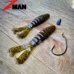 Zman 3 pulgadas bebé cabra Ned grupo de pesca lubina cebo suave doble cola suave insecto cebo falso cebo Luya