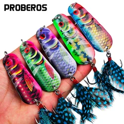 Proberos 1/5 piezas de señuelos de pesca en forma de cuchara de metal |   Diseños de señuelos vibrantes, ganchos duraderos, colores mezclados
