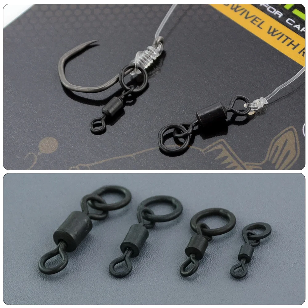 Hirisi 20 piezas broches giratorios para pesca de carpa con anillo sólido gancho de pesca de cambio rápido giratorios accesorios de pesca de alta calidad nuevo - imagen 4