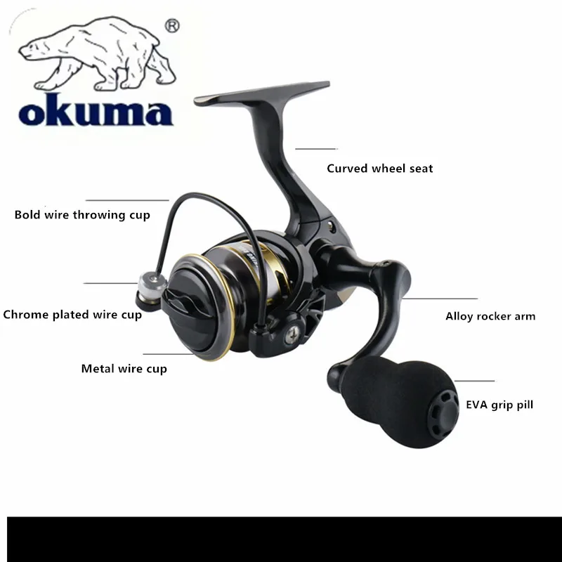 OKUMA Mini rueda giratoria 500-800 Micro rueda de pesca rueda de sedal caña de pescar en roca pesca en balsa - imagen 2
