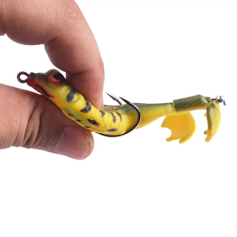 Cebos blandos de rana con hélice para lubina, señuelo de pesca Jigging, aletas de rotación, Wobblers Topwater, bagre, cebo Artificial de silicona, 1 ud. - imagen 5