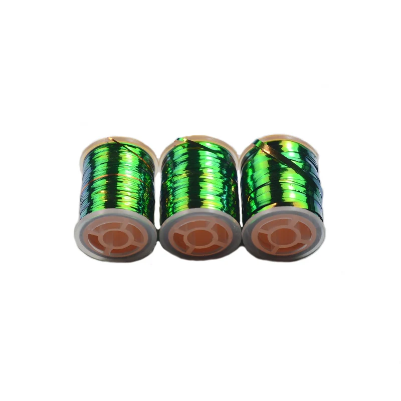 Oropel plano Contemplator – Mylar pavo real verde/naranja para moscas - imagen 4
