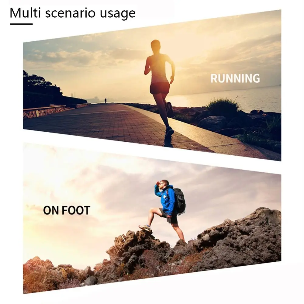 Un hombre que se ejecuta en un camino con una puesta de sol en el fondo