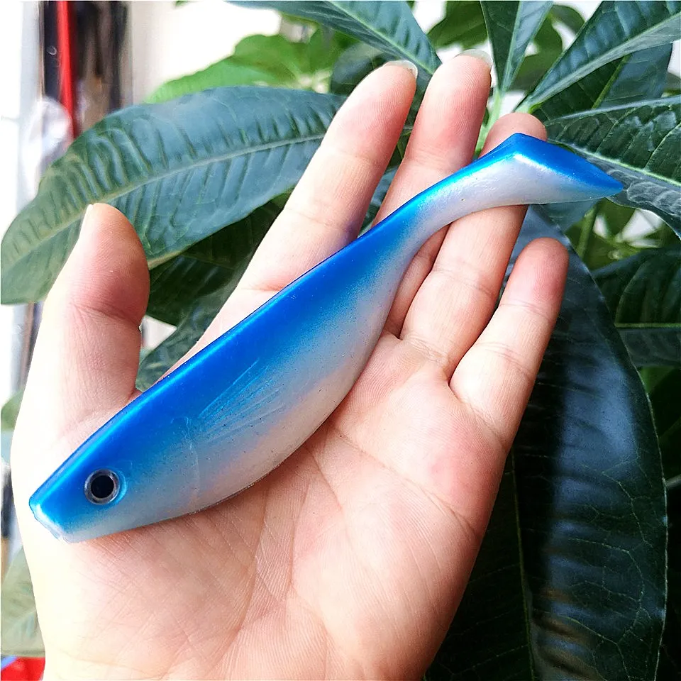 Swolfy-Señuelos de Pesca de agua salada, cebo suave grande, sábalo de silicona, lubina Artificial, Lucio Swimbait, cola de paleta, plantilla Wobblers, 23cm, 70g - imagen 5