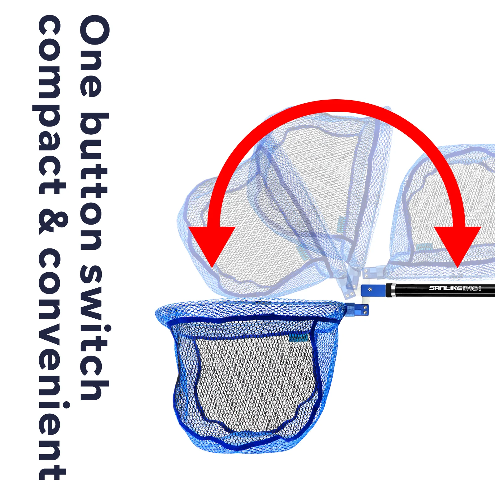 SANLIKE-Cabezal plegable de aleación de aluminio, red de pesca de dos colores, combinación de Marco plegable, Red de inmersión de nailon, herramientas de pesca, 1/2 pulgadas, 12 mm - imagen 3