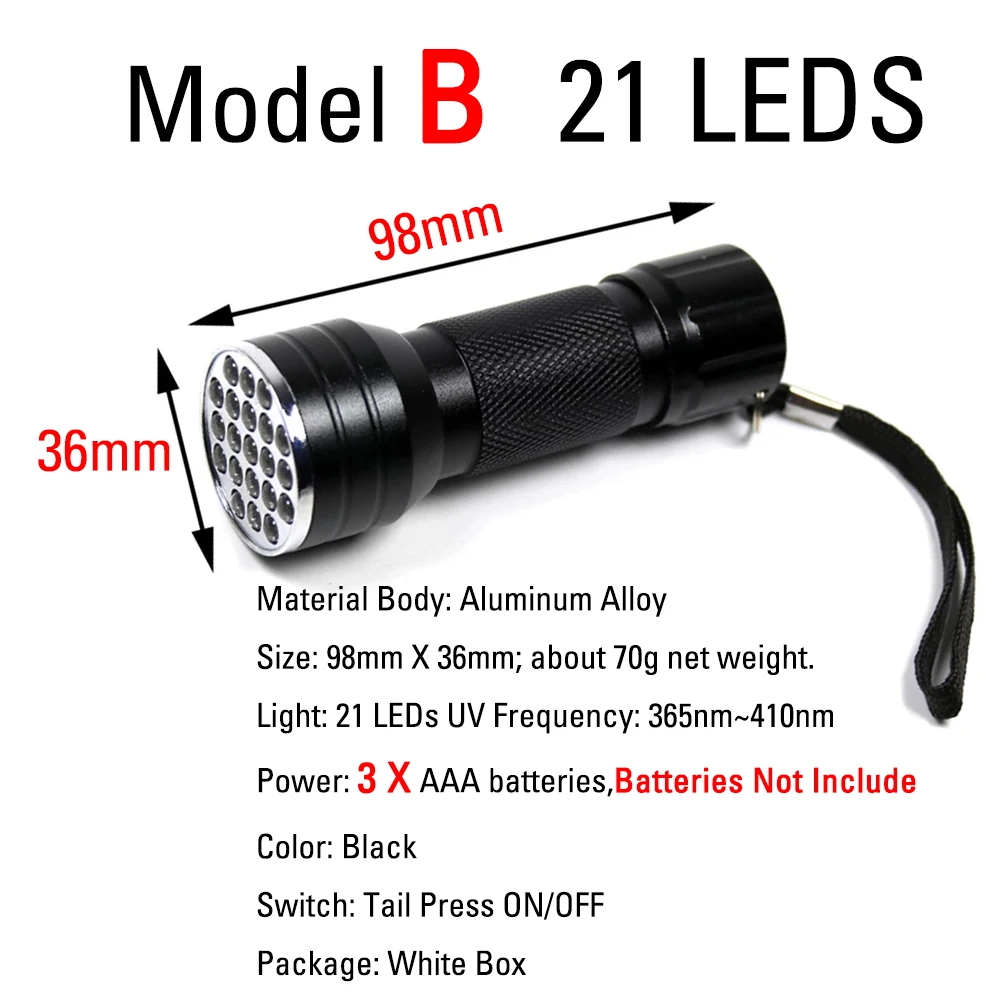 ICERIO-linterna ultravioleta para atar moscas, 9/21 LED, pegamento UV Universal, luz de curado para zumbador epoxi, herramientas de curado de moscas - imagen 4