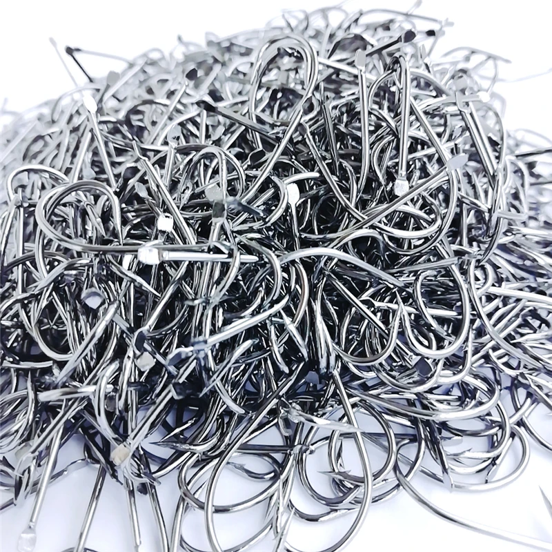 10 cajas/lote de anzuelos de Pesca de vástago largo, anzuelos duraderos de acero rico en carbono, cabeza plana, caja de aparejos de Pesca de carpa - imagen 5