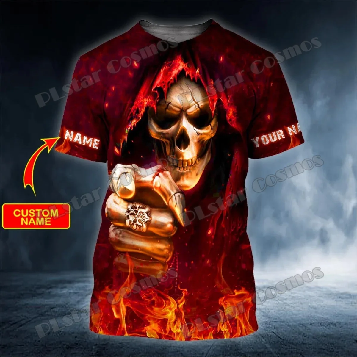 Grim Reaper Chess Death Skull nombre personalizado 3D impreso camiseta de moda para hombres verano Unisex pantalón corto Casual camiseta de manga TX313 - imagen 3