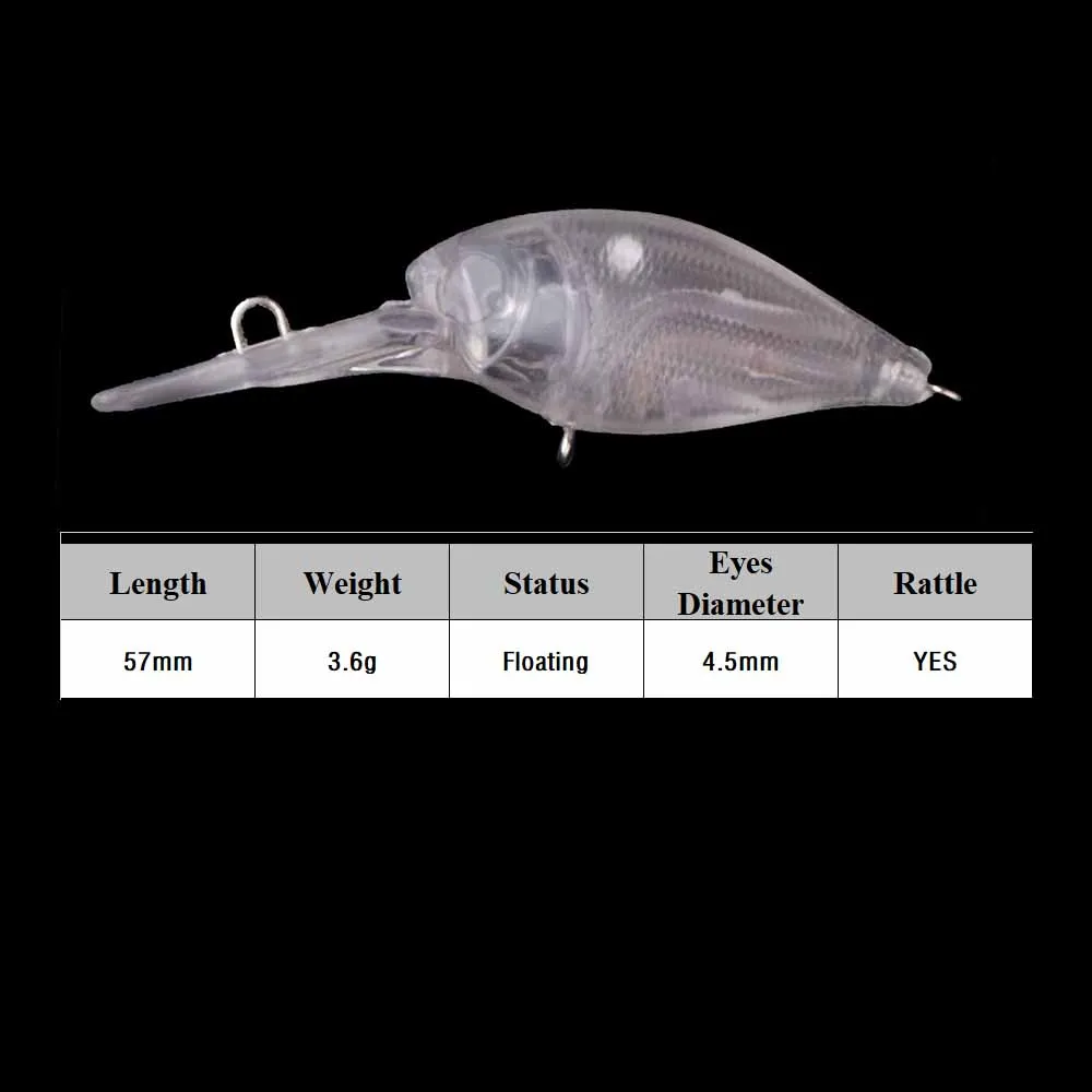 Chan’sHuang mini crankbait flotante de labio largo sin pintar