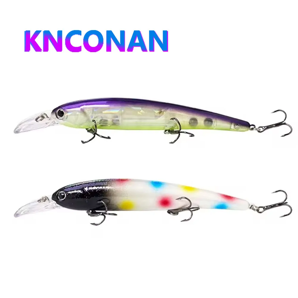 Señuelos de Pesca Minnow flotantes grandes y delgados, anzuelos de tiro largo, Wobbler para Lucio, Swimbait, aparejos de cebo duro Artificial, 145mm, 16,8g