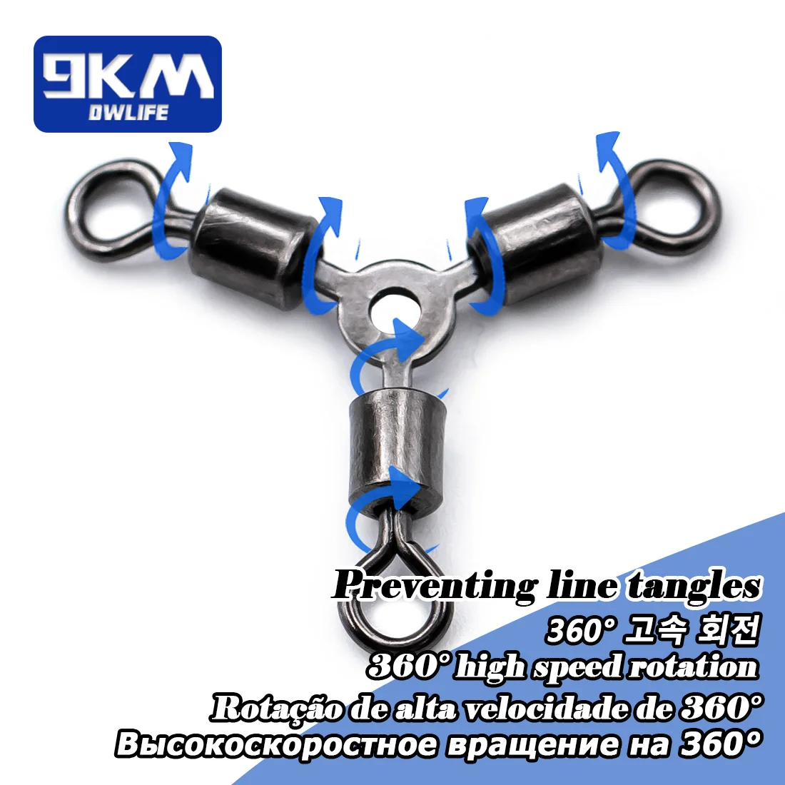 Giratorios de 3 vías, 15 ~ 60 uds., aparejos giratorios de pesca de tres vías, conectores de sedal de pesca de agua salada, giratorios, accesorios para bagre - imagen 3