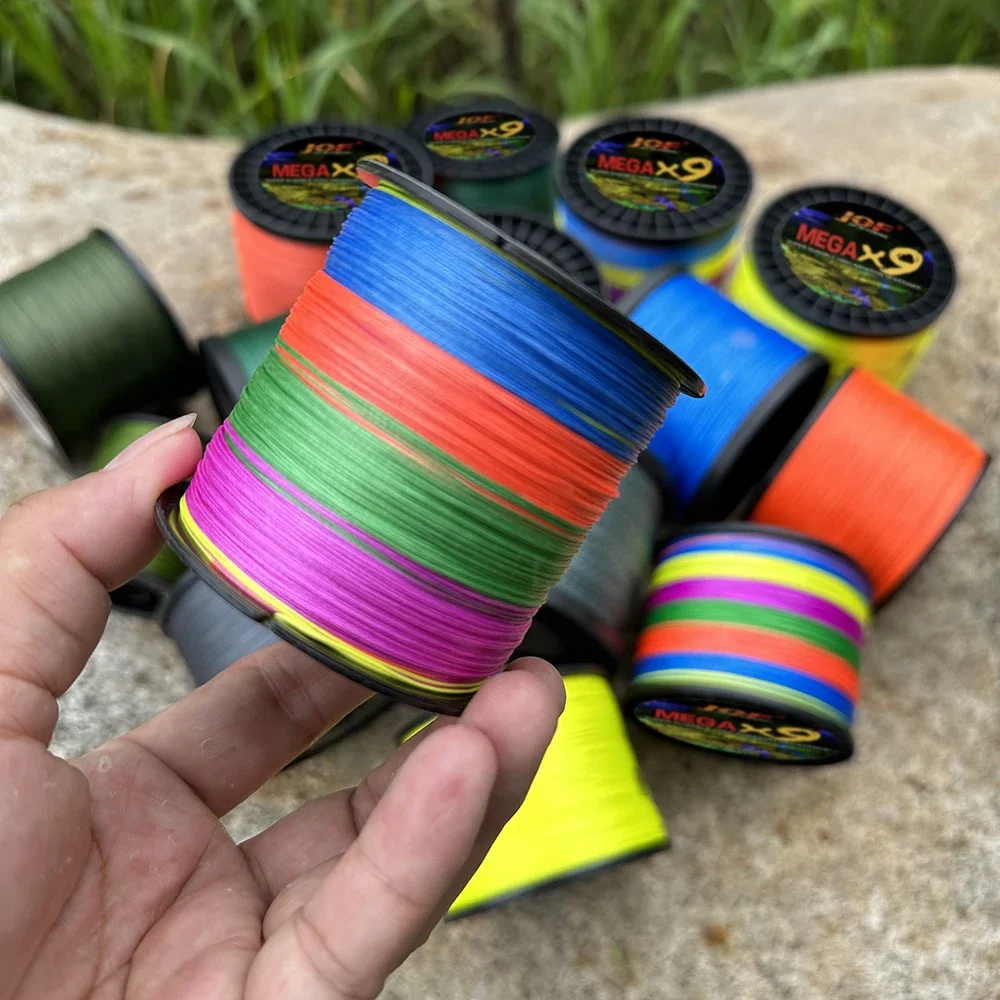 JOF-sedal de Pesca X9 de 300m, cable trenzado PE de Color verde, gris y amarillo, multifilamento de 20-100LB, superfuerte, duradero y suave - imagen 4