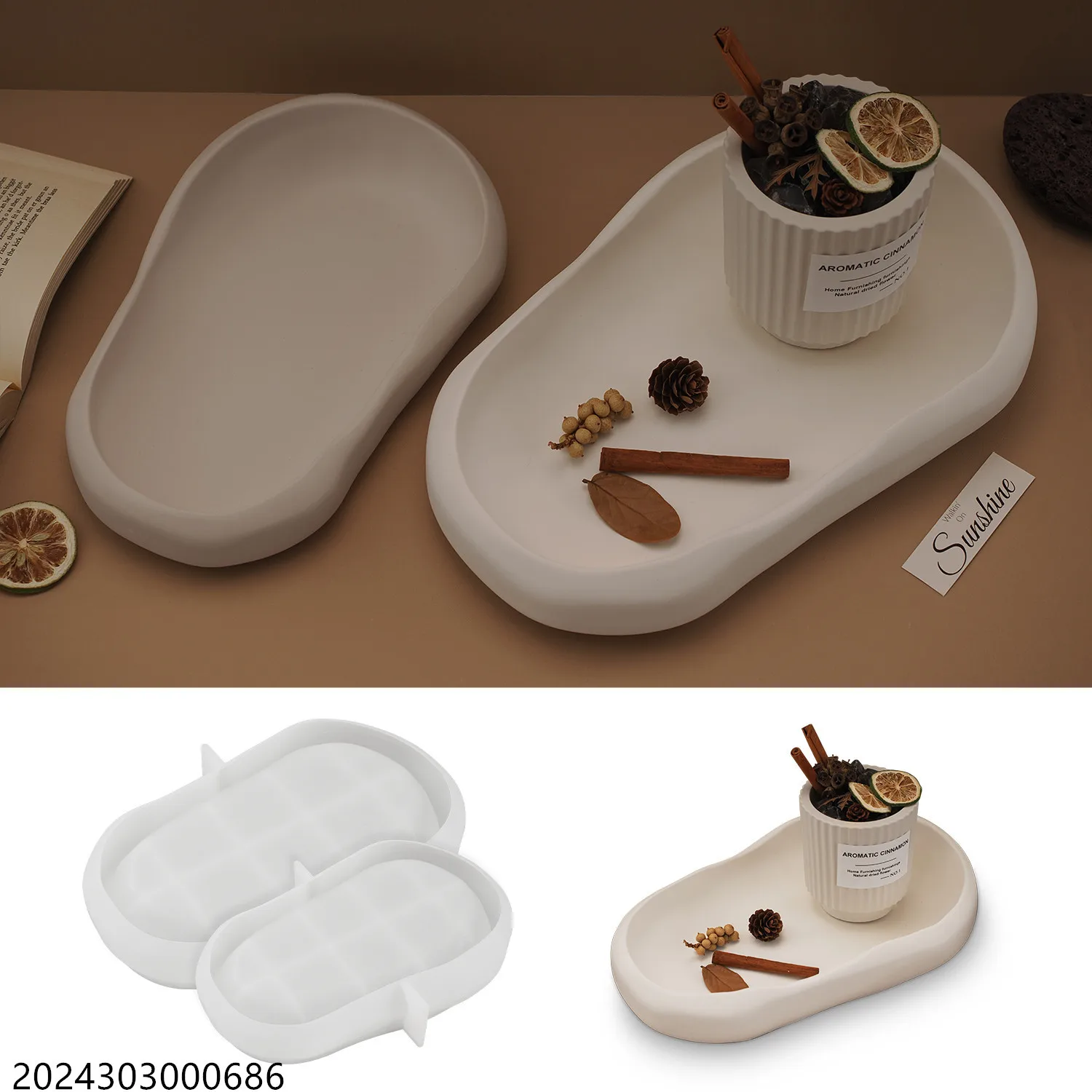 Bandeja de almacenamiento de molde de hormigón de paleta ovalada Irregular, bandeja de almacenamiento de decoración del hogar, molde de resina Epoxy, placa de almacenamiento de tuercas, molde de cemento - imagen 3