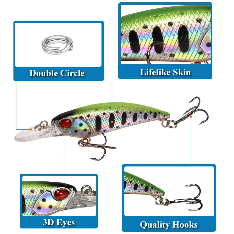 Cebo flotante Minnow 7,5 cm 5g, aparejos de pesca de mar Jerkbait Bass Pike Carkbait Wobblers Swimbait cebo profesional - imagen 4