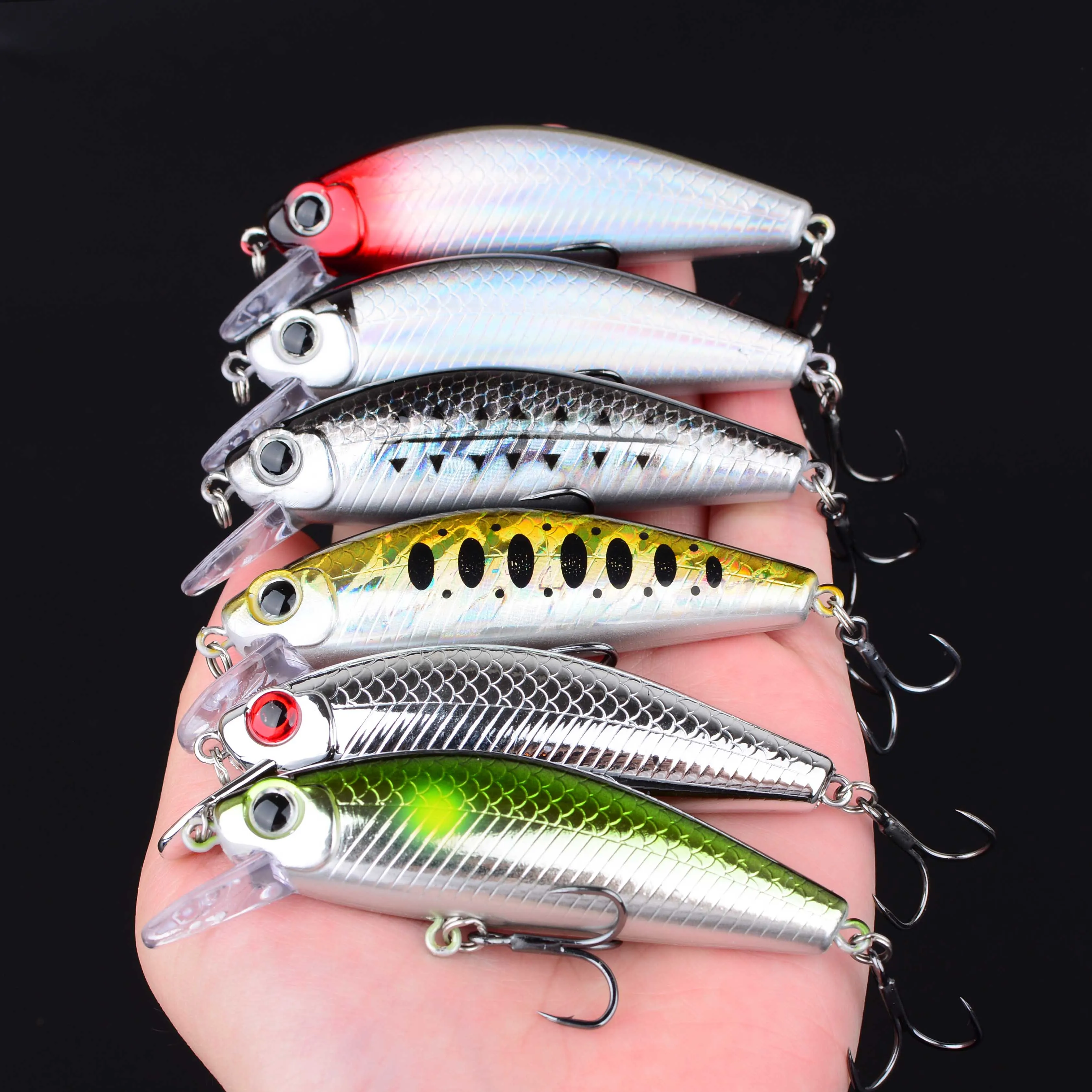6 uds Minnow Señuelos de Pesca Jerkbait Bass Pike Carkbait Wobblers Swimbait cebo profesional - imagen 3