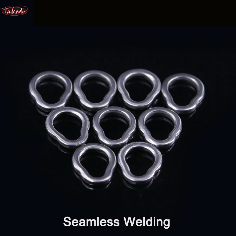 TAKEDO 50 unids/bolsa anillo sólido de pera calabaza L M S XS conector sin costuras plano de un solo bucle accesorios de pesca - imagen 4